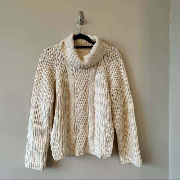 Jonathan Simkhai - Hadley Cable Open Back Wool Blend Pullover Cream/White - Picture 5 of 12